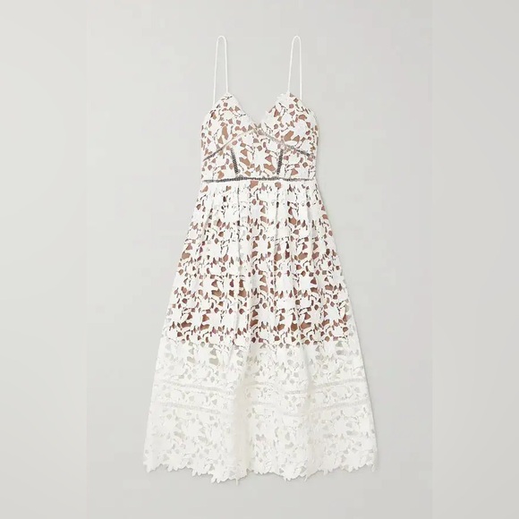 Self Portrait New Azaelea Guipure Lace Midi Dress Size 6 - Picture 3 of 16